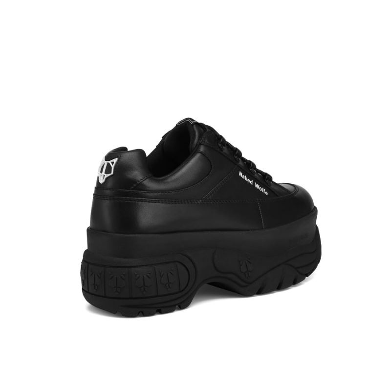 Women's Naked Wolfe Sporty Leather Sneakers Black | PHILIPPINES CSRELVQ40