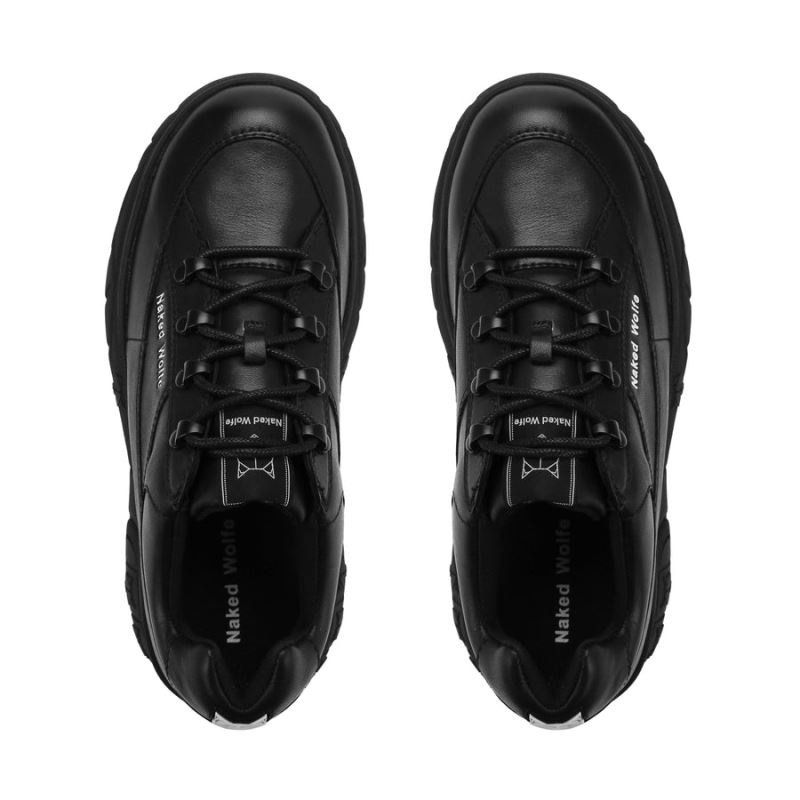 Women's Naked Wolfe Sporty Leather Sneakers Black | PHILIPPINES CSRELVQ40