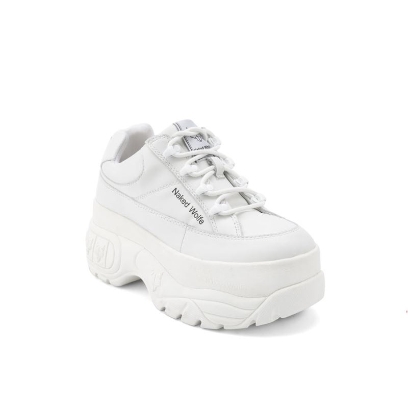 Women's Naked Wolfe Sporty Leather Sneakers White | PHILIPPINES PONQCBT87