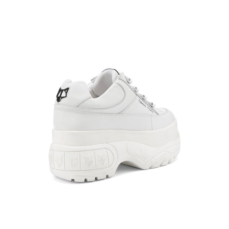 Women's Naked Wolfe Sporty Leather Sneakers White | PHILIPPINES PONQCBT87