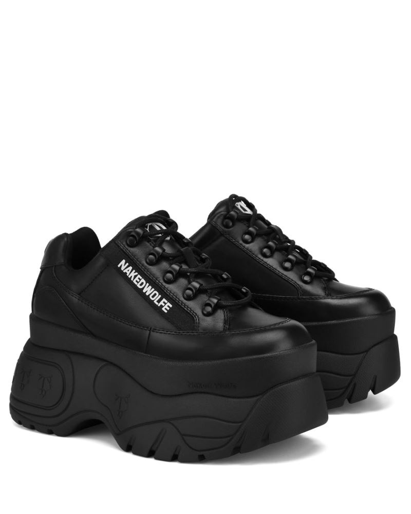 Women's Naked Wolfe Sprinter Leather Sneakers Black | PHILIPPINES VUWTROK13