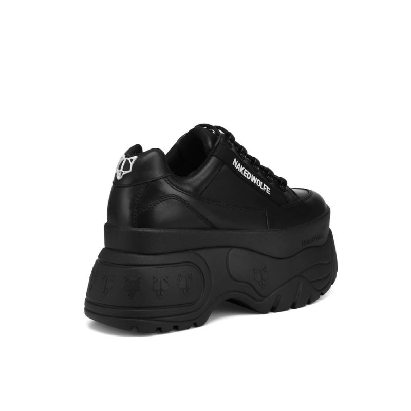 Women's Naked Wolfe Sprinter Leather Sneakers Black | PHILIPPINES VUWTROK13