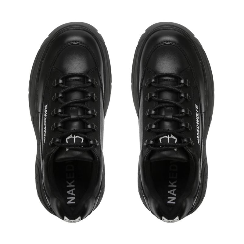 Women's Naked Wolfe Sprinter Leather Sneakers Black | PHILIPPINES VUWTROK13