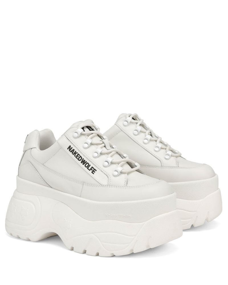 Women's Naked Wolfe Sprinter Leather Sneakers White | PHILIPPINES LBFNGZH08