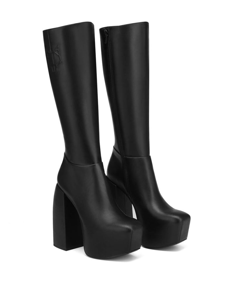 Women's Naked Wolfe Sting Leather Platform Boots Black | PHILIPPINES LXYOVSC72