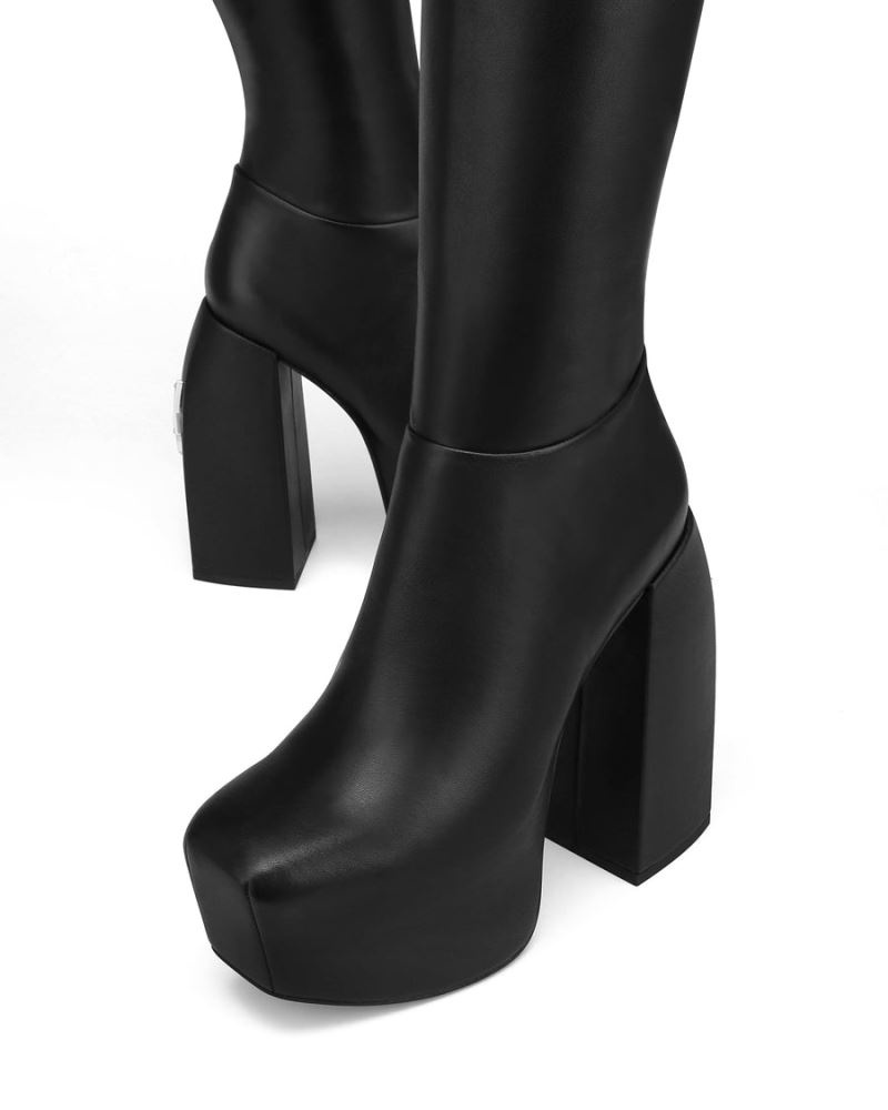 Women's Naked Wolfe Sting Leather Platform Boots Black | PHILIPPINES LXYOVSC72