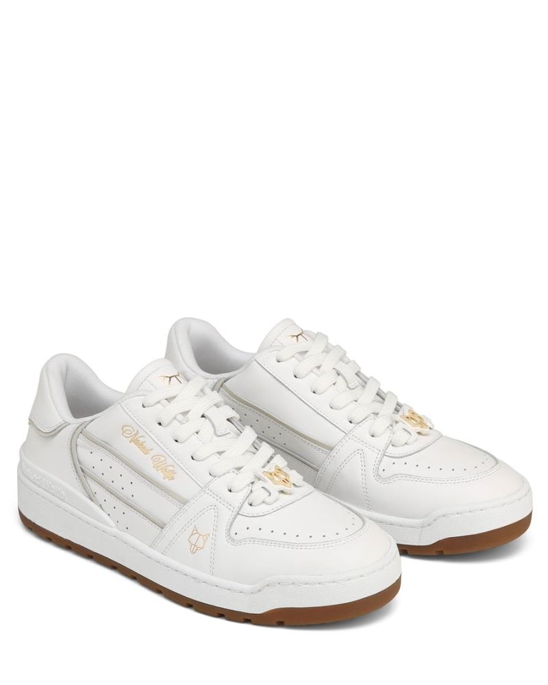 Women's Naked Wolfe Strand Leather Sneakers White | PHILIPPINES KLMBXFI47