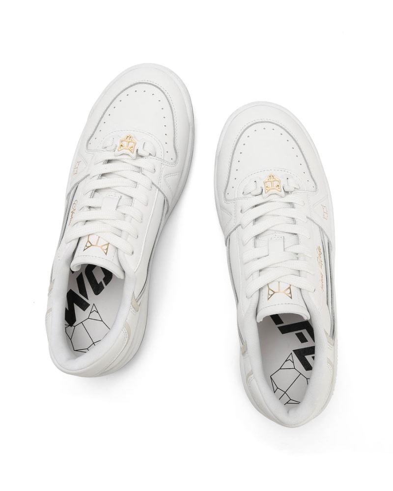 Women's Naked Wolfe Strand Leather Sneakers White | PHILIPPINES KLMBXFI47