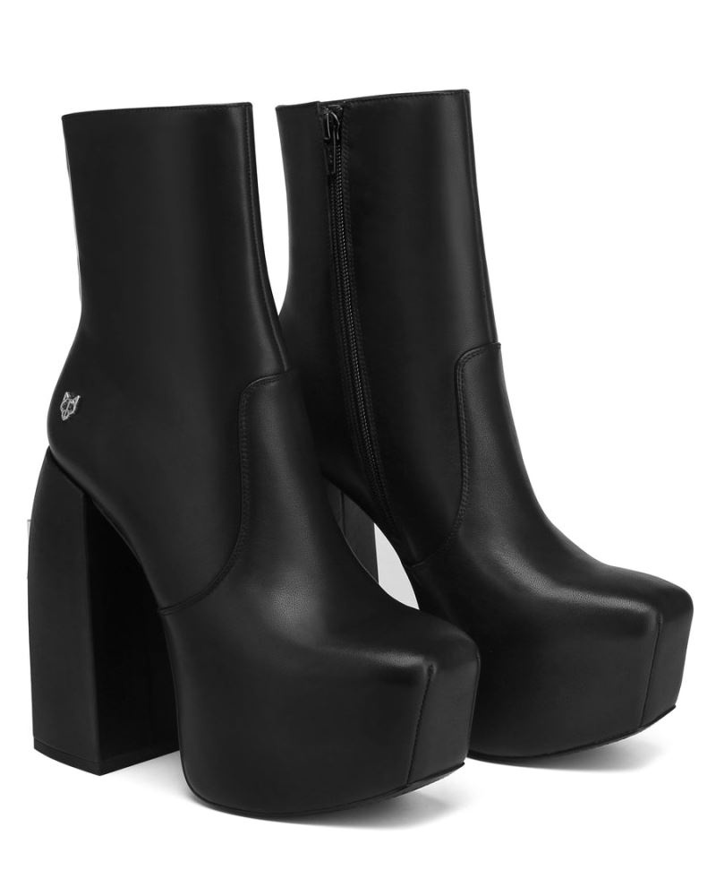 Women's Naked Wolfe Stylish Leather Platform Boots Black | PHILIPPINES YKWUGHD19