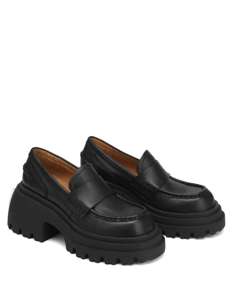 Women's Naked Wolfe Swish Leather Loafers Black | PHILIPPINES KDCGMVU68