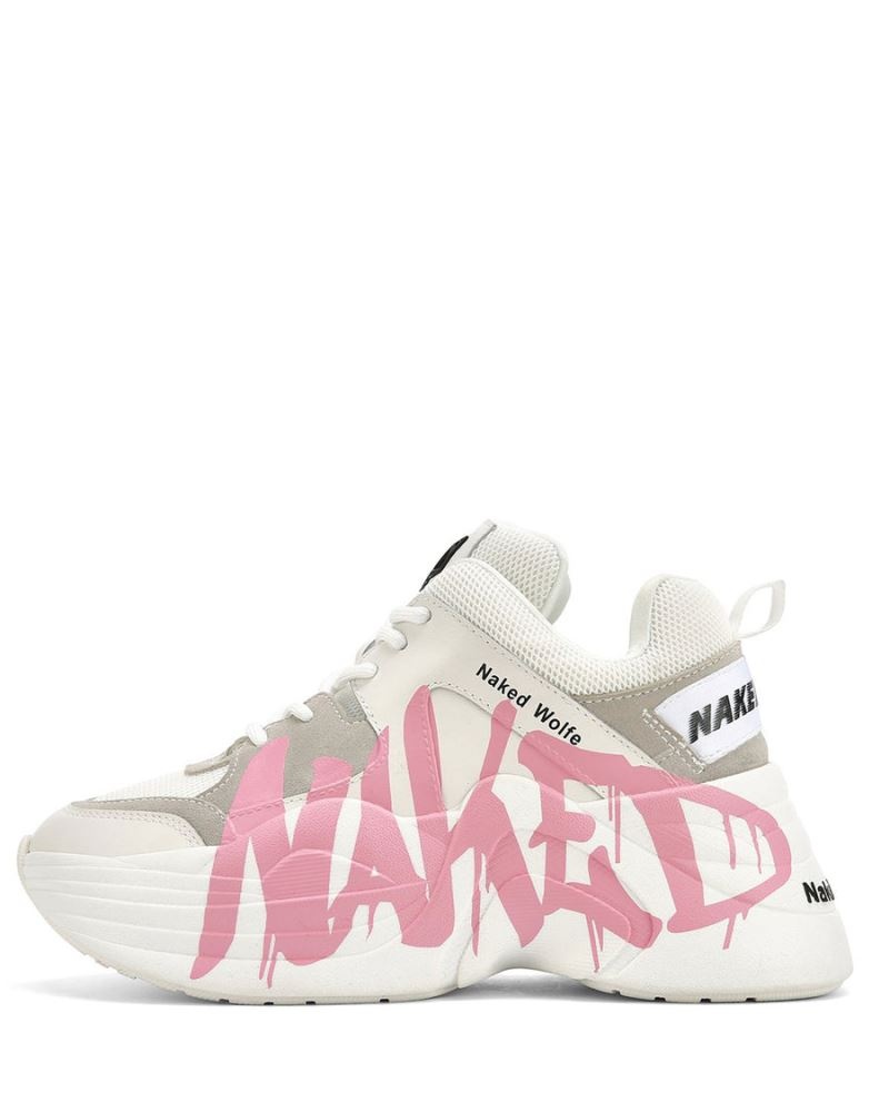 Women's Naked Wolfe Track Logo Sneakers Pink | PHILIPPINES RZKONQW19