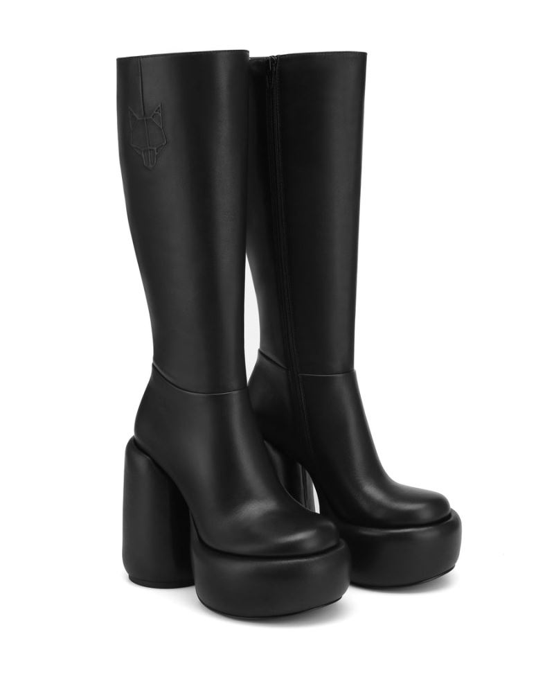 Women's Naked Wolfe Wanted Leather Platform Boots Black | PHILIPPINES UIZAKWG92