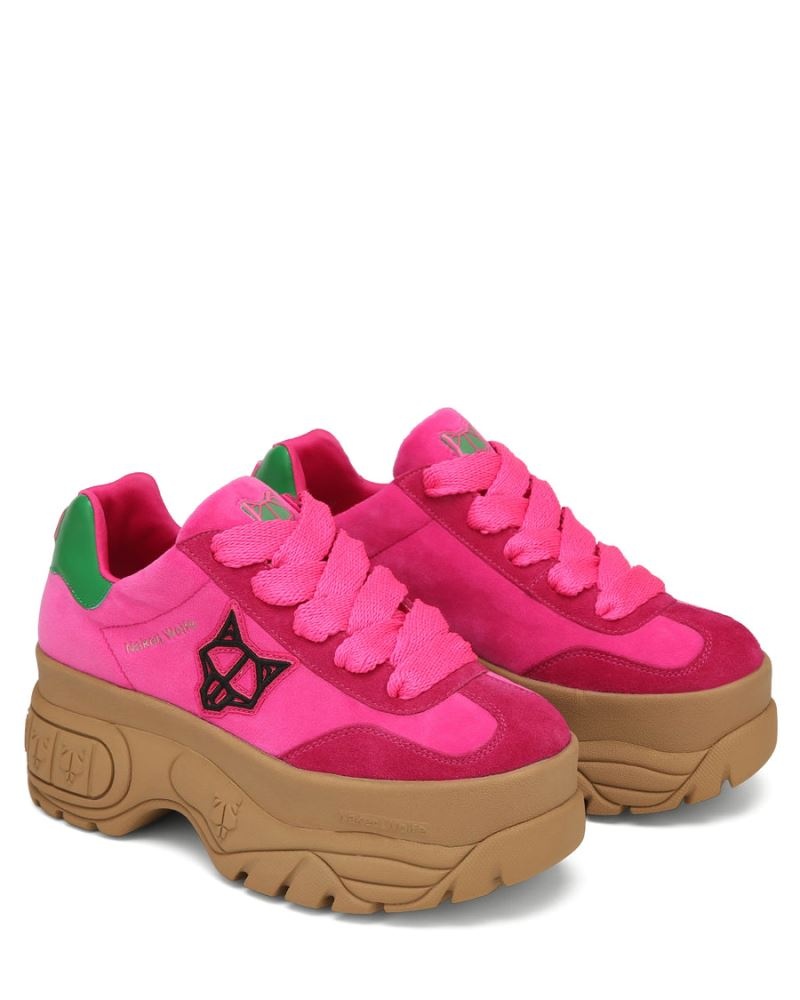 Women's Naked Wolfe Warrior Velvet Sneakers Pink | PHILIPPINES YVBDISQ92