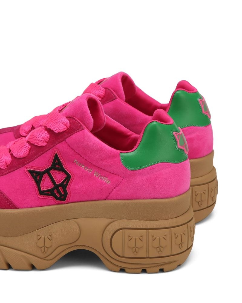 Women's Naked Wolfe Warrior Velvet Sneakers Pink | PHILIPPINES YVBDISQ92