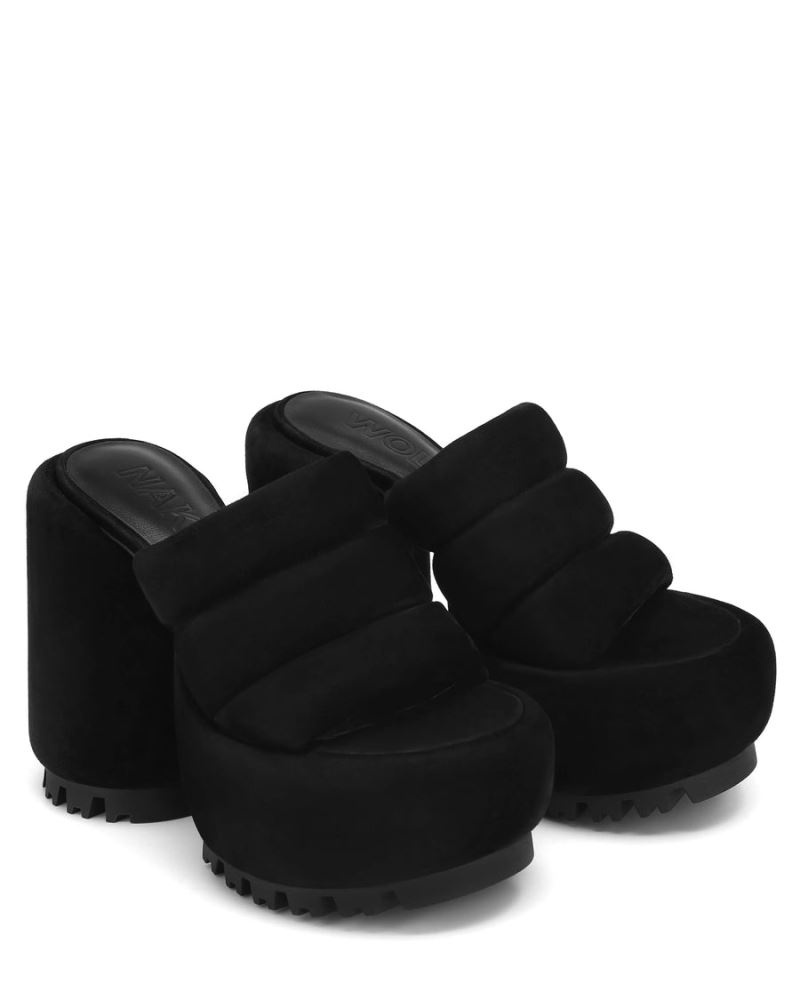 Women's Naked Wolfe Wild Suede Platform Sandals Black | PHILIPPINES XAEHFNG96