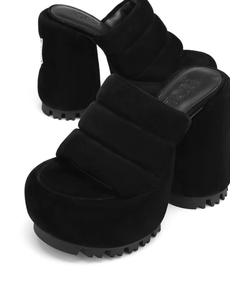 Women's Naked Wolfe Wild Suede Platform Sandals Black | PHILIPPINES XAEHFNG96