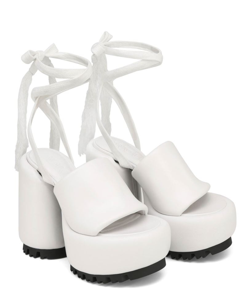 Women's Naked Wolfe Wonder Leather Platform Sandals White | PHILIPPINES SCYTDNB54