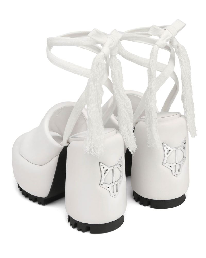 Women's Naked Wolfe Wonder Leather Platform Sandals White | PHILIPPINES SCYTDNB54