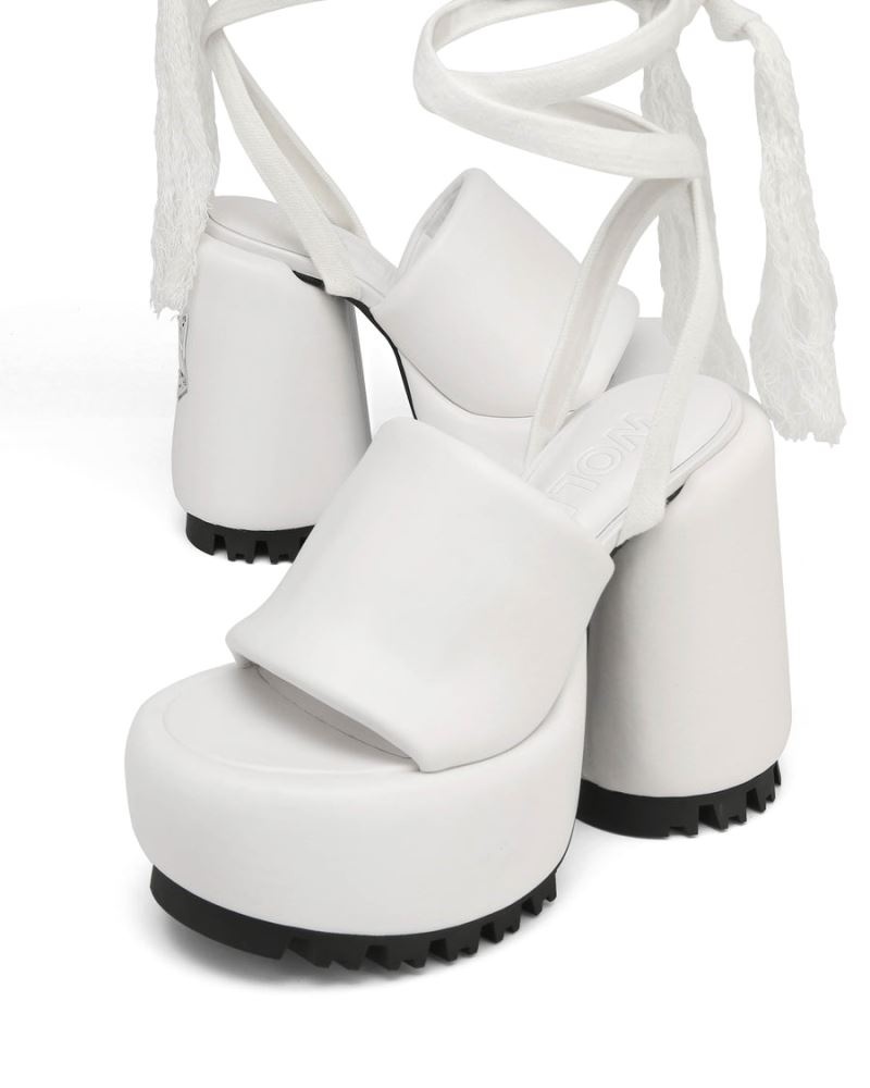 Women's Naked Wolfe Wonder Leather Platform Sandals White | PHILIPPINES SCYTDNB54