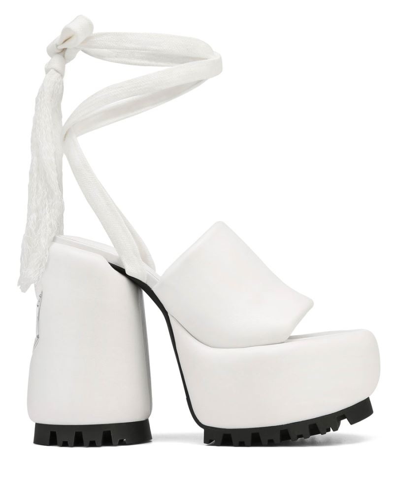 Women\'s Naked Wolfe Wonder Leather Platform Sandals White | PHILIPPINES SCYTDNB54