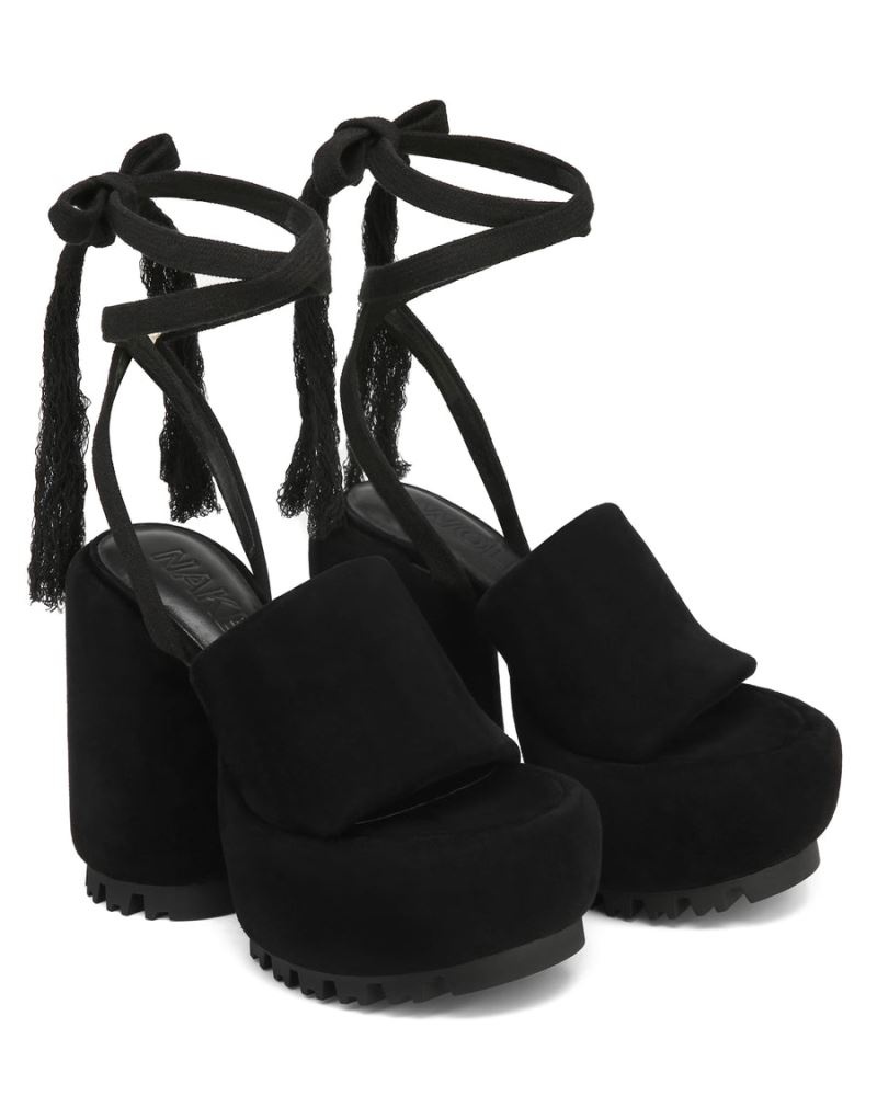 Women's Naked Wolfe Wonder Suede Platform Sandals Black | PHILIPPINES SDQKYOT61