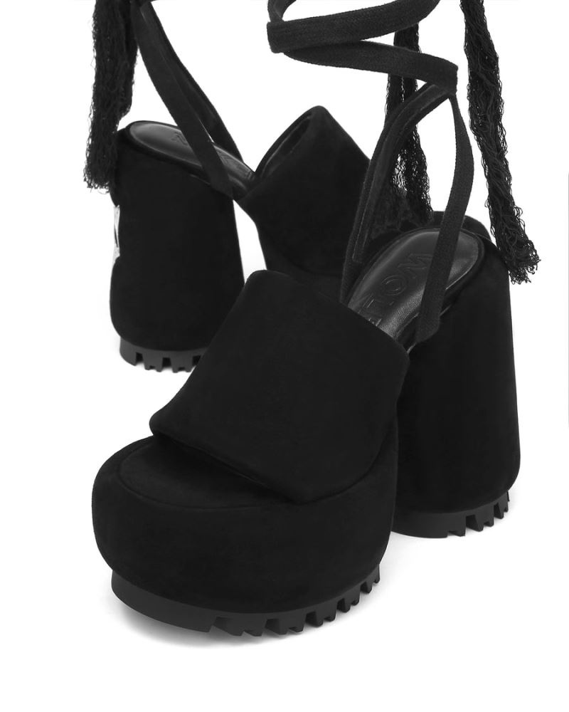 Women's Naked Wolfe Wonder Suede Platform Sandals Black | PHILIPPINES SDQKYOT61