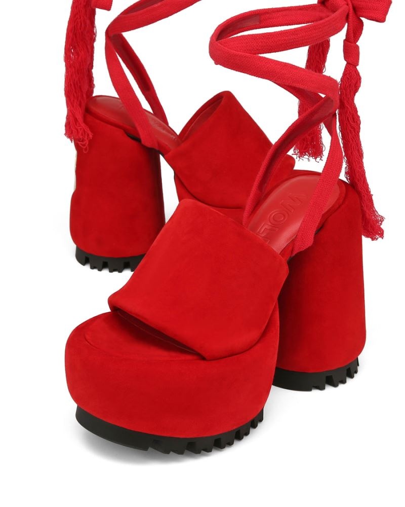 Women's Naked Wolfe Wonder Suede Platform Sandals Red | PHILIPPINES ZDUFCEV68