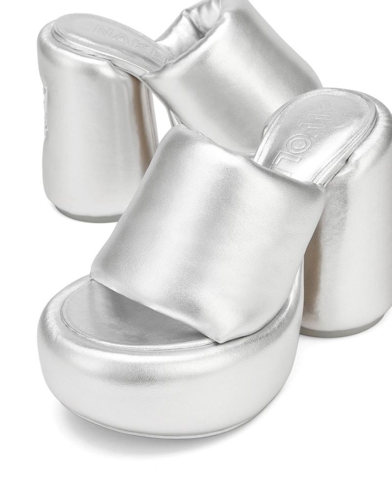 Women's Naked Wolfe Wow Platform Sandals Silver | PHILIPPINES QJXUKMG12